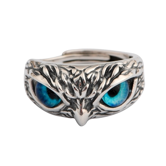 S925 Silver Vintage Owl Ring - Picture 1 of 4